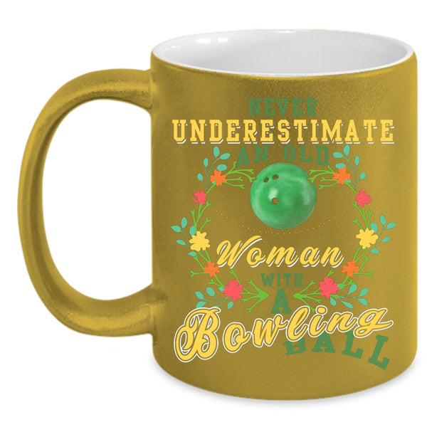 An Old Woman With A Bowling Ball Coffee Mug, Cute Grandmas Coffee Cup
