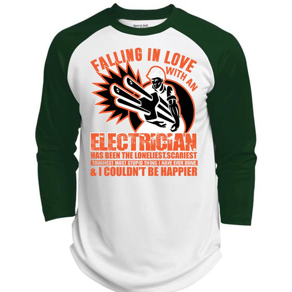 Falling In Love With An Electrician T Shirt, I Love Electrician T Shirt, Awesome T-Shirts  (Polyester Game Baseball Jersey)
