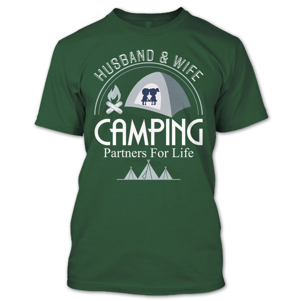 Husband & Wife T Shirt, Camping Partners For Life T Shirt
