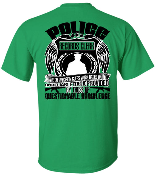 Police Records Clerk T Shirt, I Love Police T Shirt