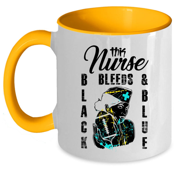 Cool Nurses Coffee Mug, This Nurse Black Bleeds And Blue Accent Mug