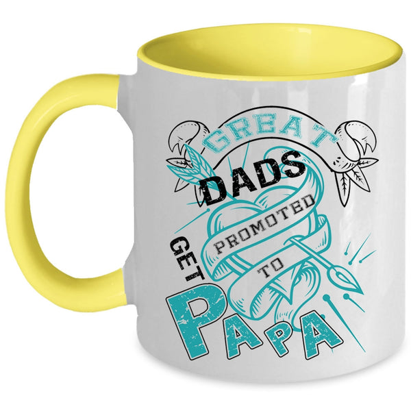 Awesome Papa Coffee Mug, Great Dads Get Promoted To Papa Accent Mug