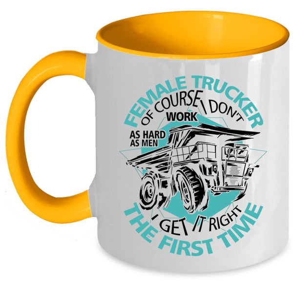 Cool Gift For Mom Coffee Mug, Female Trucker Accent Mug