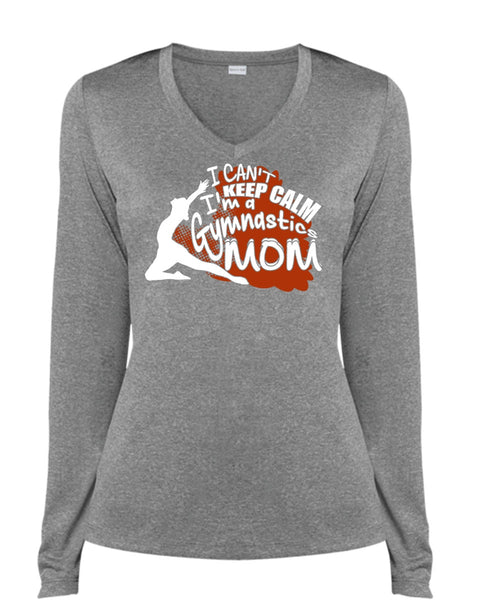 I'm A Gymnastics Mom T Shirt, Being A Mom T Shirt, Cool Shirt (Ladies LS Heather V-Neck)