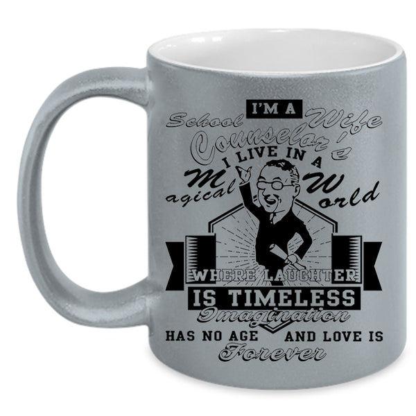 Cool Just Married Coffee Mug, I'm A School Counselor's Wife Accent Mug