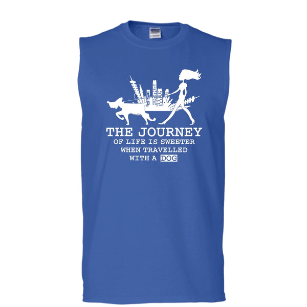 The Journey Of Life Is Sweeter T Shirt, when Travelled With A Dog Tank Top (Men's Cotton Sleeveless)