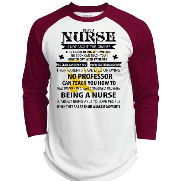 Being A Nurse Is Not About The Grades T Shirt, I Love Nursing T Shirt, Awesome T-Shirts  (Polyester Game Baseball Jersey)