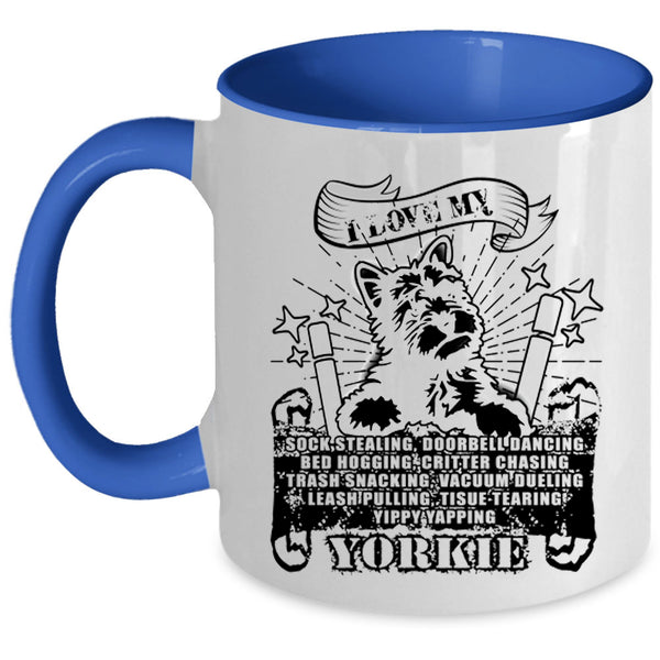 Cute Dogs Coffee Mug, I Love My Yorkie Accent Mug