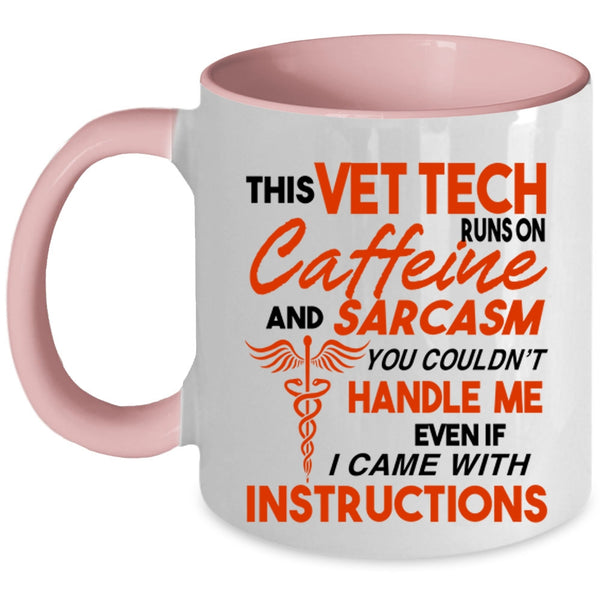 Cool Coffee Mug, This Vet Tech Runs On Caffeine Accent Mug