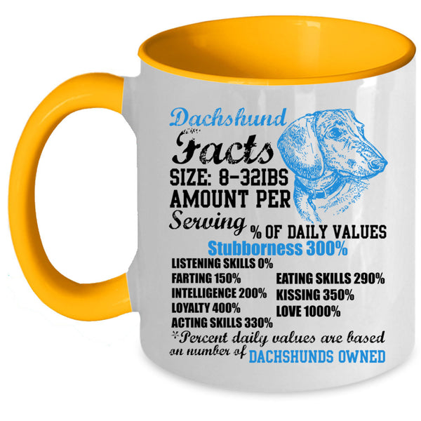 Gift For Dachshund Owner Coffee Mug, Dachshund Facts Accent Mug