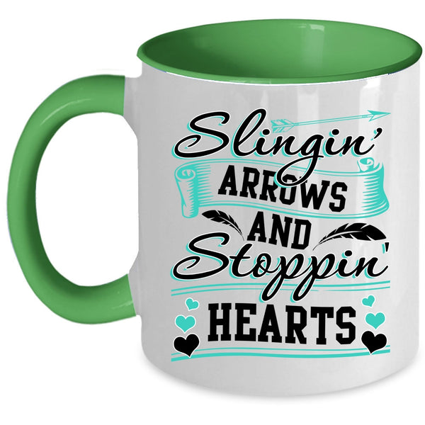 Stopping Heart Coffee Mug, Slinging Arrows Accent Mug