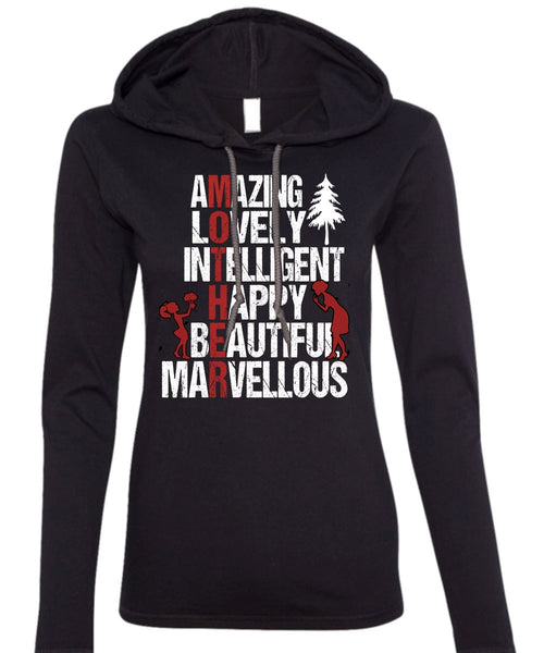 Amazing Lovely Intelligent Happy T Shirt, Being A Mom T Shirt (Anvil Ladies Ringspun Hooded)