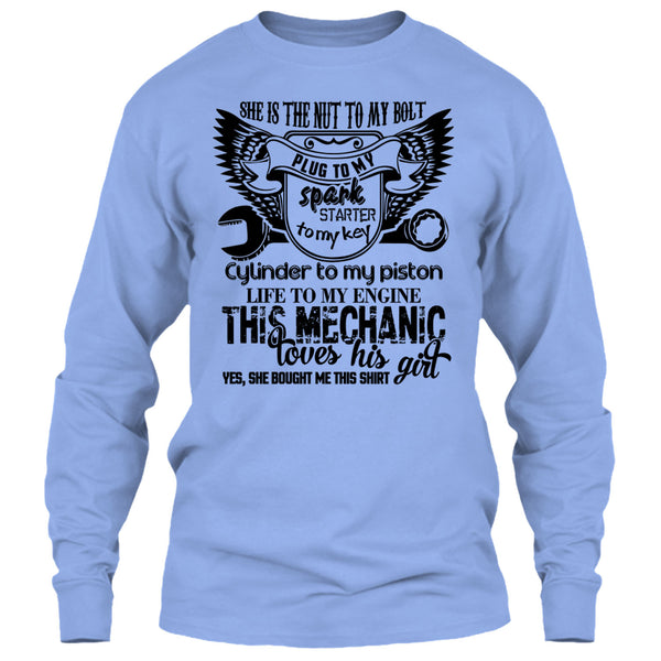 She Is The Nut To My Bolt T Shirt, Coolest Mechanic Husband T Shirt