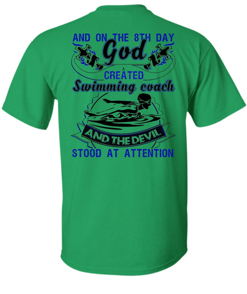 God Created Swimming Coach T Shirt, I Love Swimming T Shirt