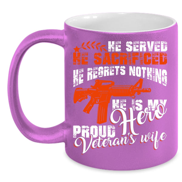 Proud Veteran's Wife Coffee Mug, Cool Just Married Coffee Cup