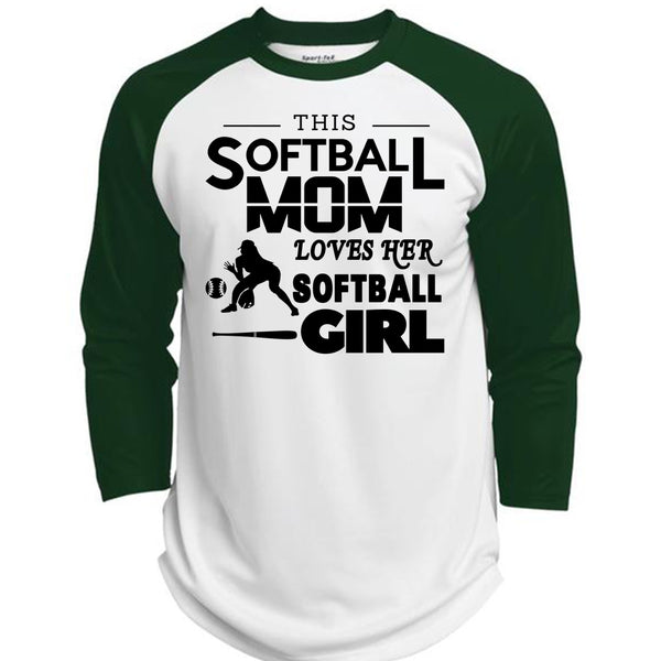 This Softball Mom T Shirt, Loves Her Softball Girl T Shirt, Mother's Day T Shirt  (Polyester Game Baseball Jersey)