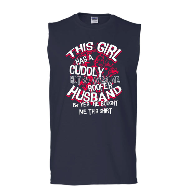 Awesome Roofer Husband T Shirt, Yes He Bought Me This Shirt T Shirt, Cool T Shirt (Men's Cotton Sleeveless)