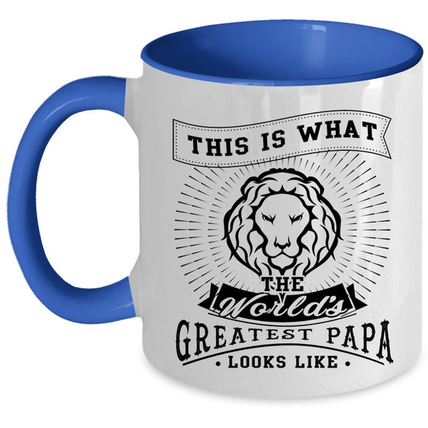 Funny Papa Coffee Mug, What The World's Greatest Papa Looks Like Accent Mug