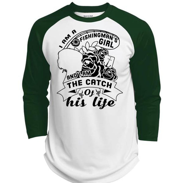I Am A Fishingman's Girl And I Am The Catch Of His Life T Shirt, Love T Shirt  (Polyester Game Baseball Jersey)