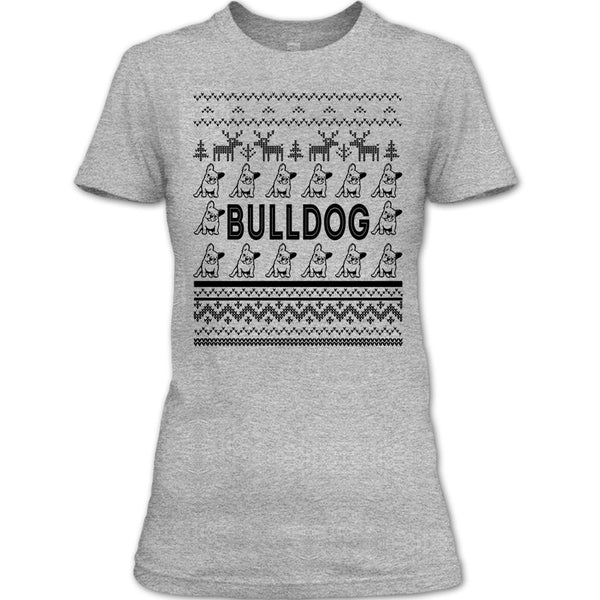 Bulldog T Shirt, Dog Merry Christmas T Shirt