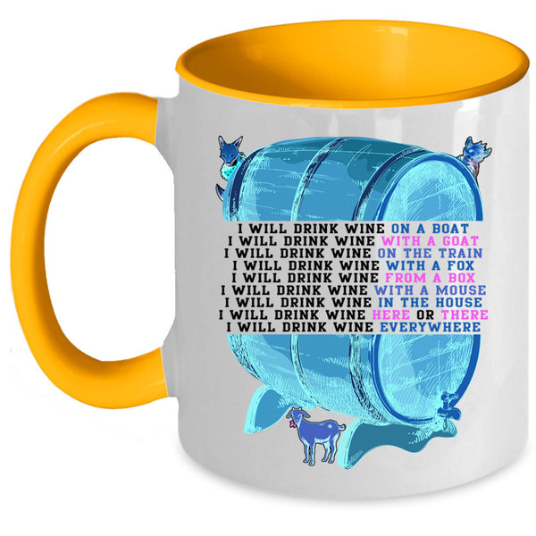 Gift For Beer Drinker Coffee Mug, I Will Drink Wine On A Boat Accent Mug