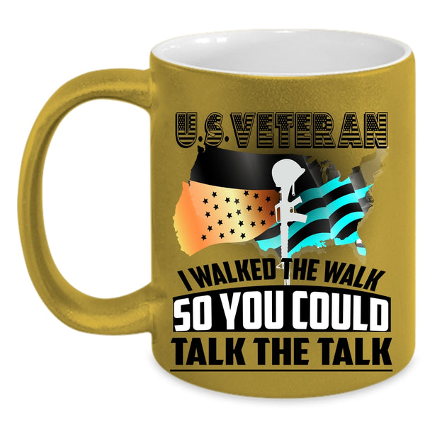 American Flag Coffee Mug, U.S Veteran Accent Mug