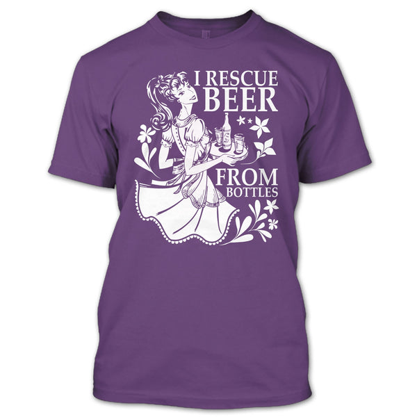 I Rescue Beer From Bottles T Shirt, Coolest Beer Drinker T Shirt