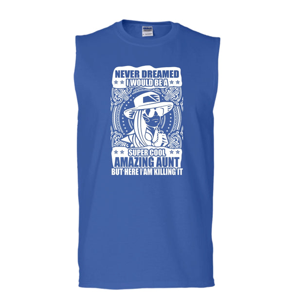 Cool Amazing Aunt T Shirt, Coolest Aunt Tank Top (Men's Cotton Sleeveless)