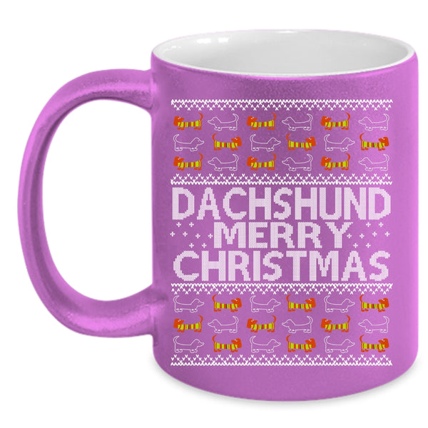 Dachshund Coffee Mug, Merry Christmas Coffee Cup