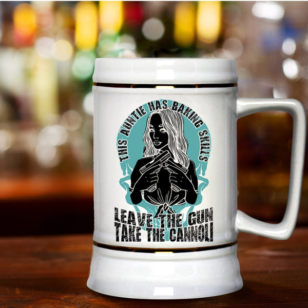 Funny Gift For Auntie Beer Stein 22oz, This Auntie Has Baking Skills Beer Mug