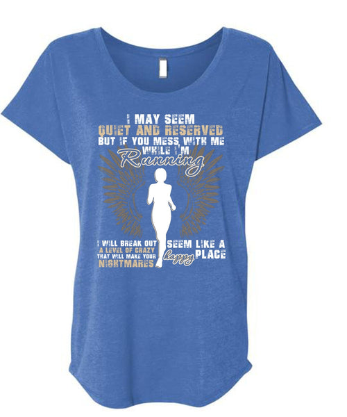 I'm Running T Shirt, Happy Place T Shirt, Cool Shirt (Ladies' Triblend Dolman Sleeve)