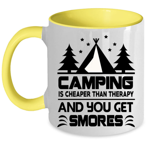 Cute Gift For Camper Coffee Mug, Camping Is Cheaper Accent Mug