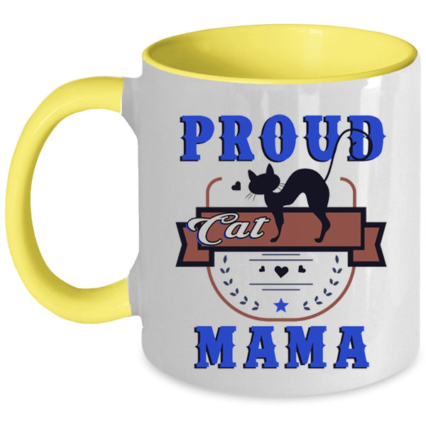 Awesome Gift For Cat Lover Coffee Mug, Proud Cat Mama Accent Mug