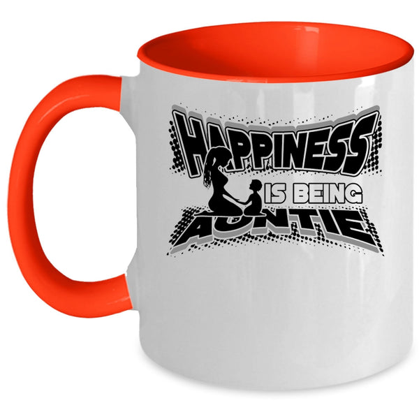 Cute Aunt Coffee Mug, Happiness Is Being Auntie Accent Mug
