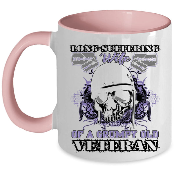 Cool Coffee Mug, Long Suffering Wife Of A Grumpy Old Veteran Accent Mug