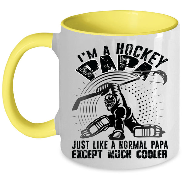 Gift For Dad Coffee Mug, I'm A Hockey Papa Accent Mug
