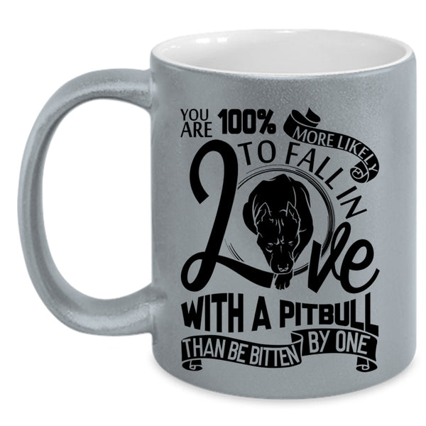 Cute Pitbull Owner Coffee Mug, Fall In Love With A Pitbull Accent Mug
