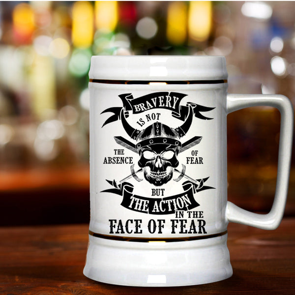 Cool Halloween Beer Stein 22oz, The Action In The Face Of Fear Beer Mug