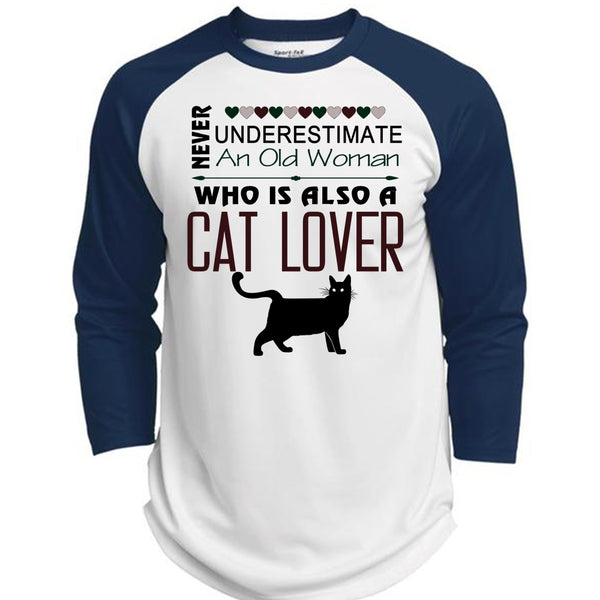 Never Underestimate An Old Woman Who Is Also A Cat Lover T Shirt, Favorite T Shirt  (Polyester Game Baseball Jersey)
