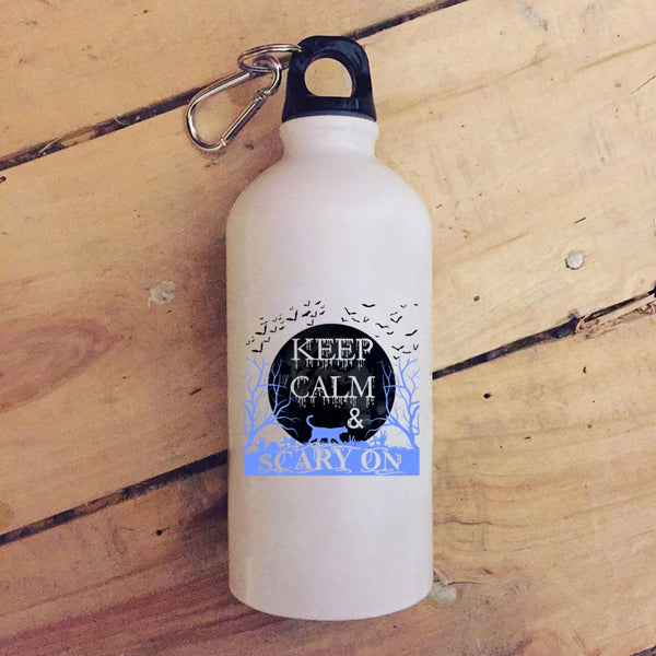 Keep Calm And Scary On 20 oz Stainless Steel Bottle,Funny Halloween Outdoor Sports Water Bottle