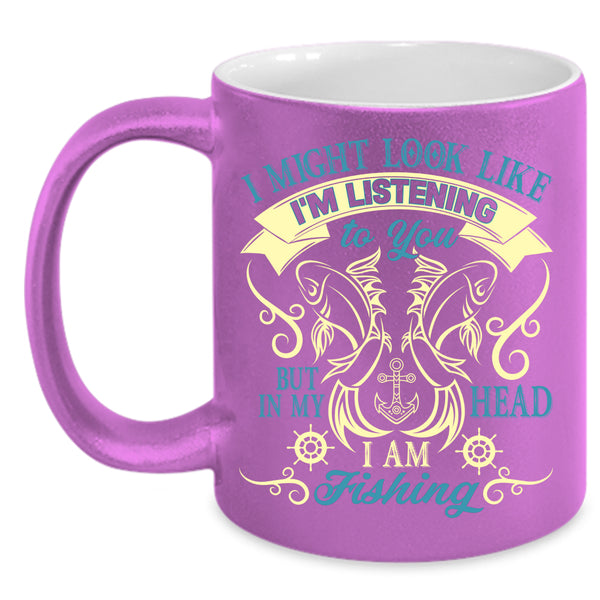In My Head I Am Fishing Coffee Mug, Outdoor Coffee Cup