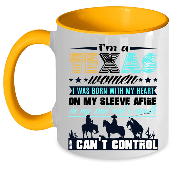 I Was Born With My Heart Coffee Mug, I'm A Texas Women Accent Mug