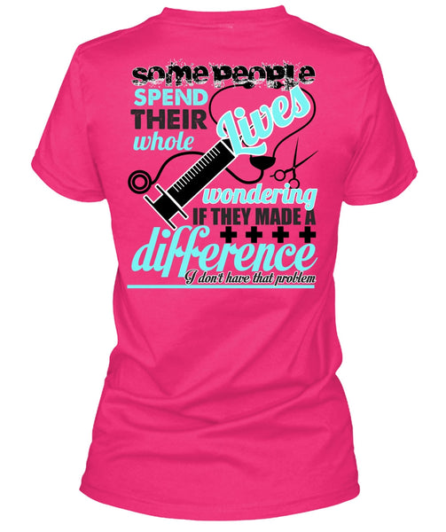 They Made A Difference T Shirt, Being A Nurse T Shirt, Cool Shirt (Ladies LS Heather V-Neck)