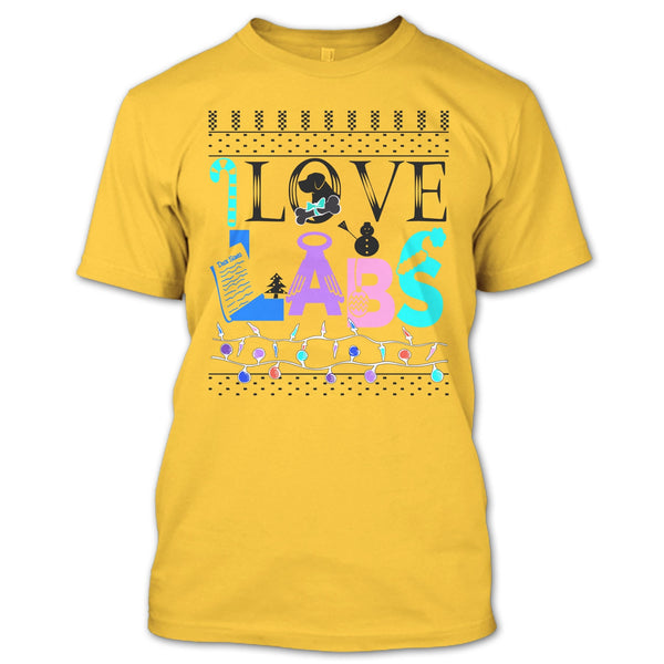 I Love Labs T Shirt, Dog Merry Christmas T Shirt