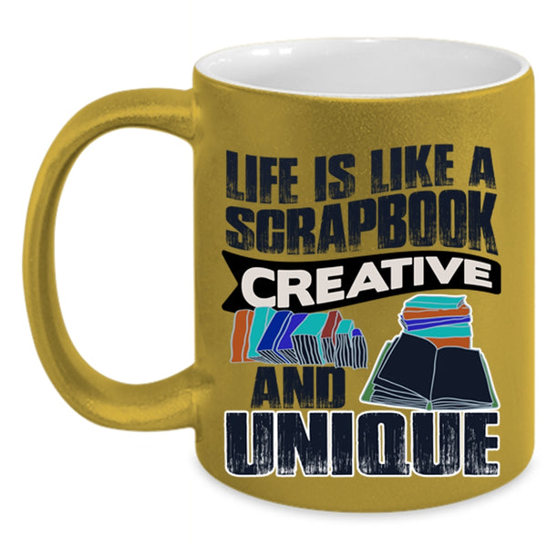 Cool Books Coffee Mug, Life Is Like A Scrapbook Creative Accent Mug