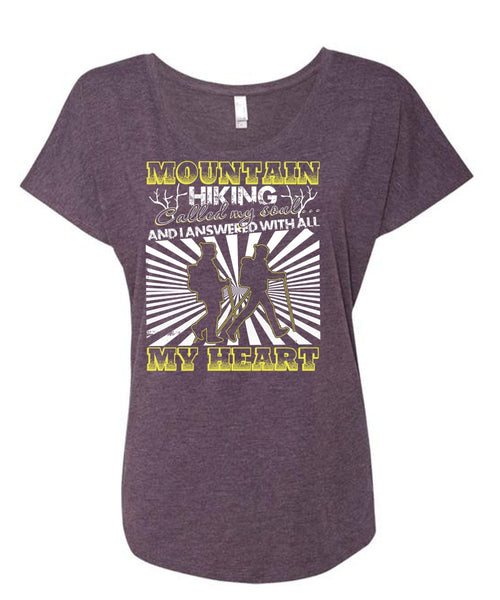 Mountain Hiking T Shirt, I Love Hiking T Shirt, Cool Shirt (Ladies' Triblend Dolman Sleeve)
