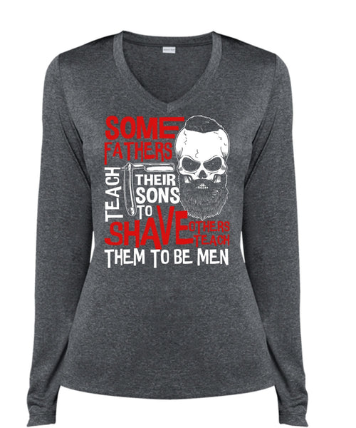 Some Father Teach Their Sons T Shirt, Being A Papa T Shirt, Cool Shirt (Ladies LS Heather V-Neck)