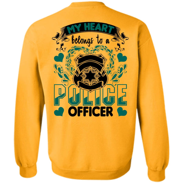 I Love Police T Shirt, My Heart Belongs To A Police Officer Sweatshirt
