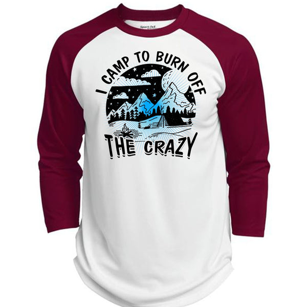 I Camp To Burn Off The Crazy T Shirt, I Love Camping T Shirt, Awesome T-Shirts  (Polyester Game Baseball Jersey)