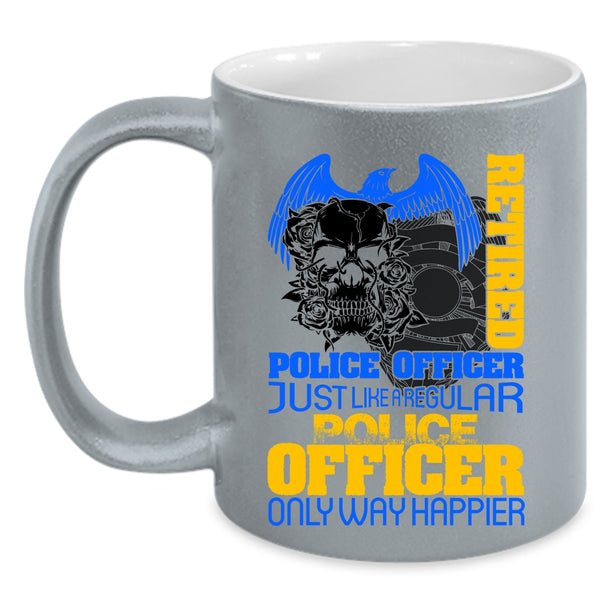 Happy Police Officer Coffee Mug, Retired Police Officer Accent Mug